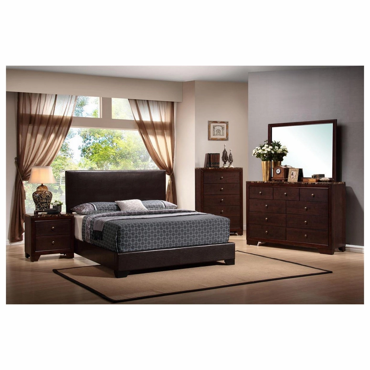 Coaster Conner Queen Upholstered Panel Bed Black And Dark Brown