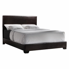 Coaster Conner Queen Upholstered Panel Bed Black And Dark Brown bed frame,bed base,bedroom furniture