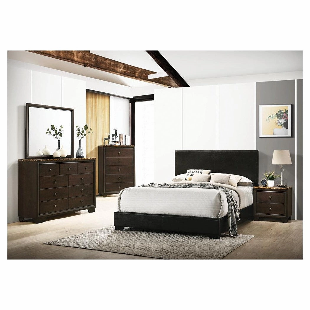 Coaster Conner Queen Upholstered Panel Bed Black