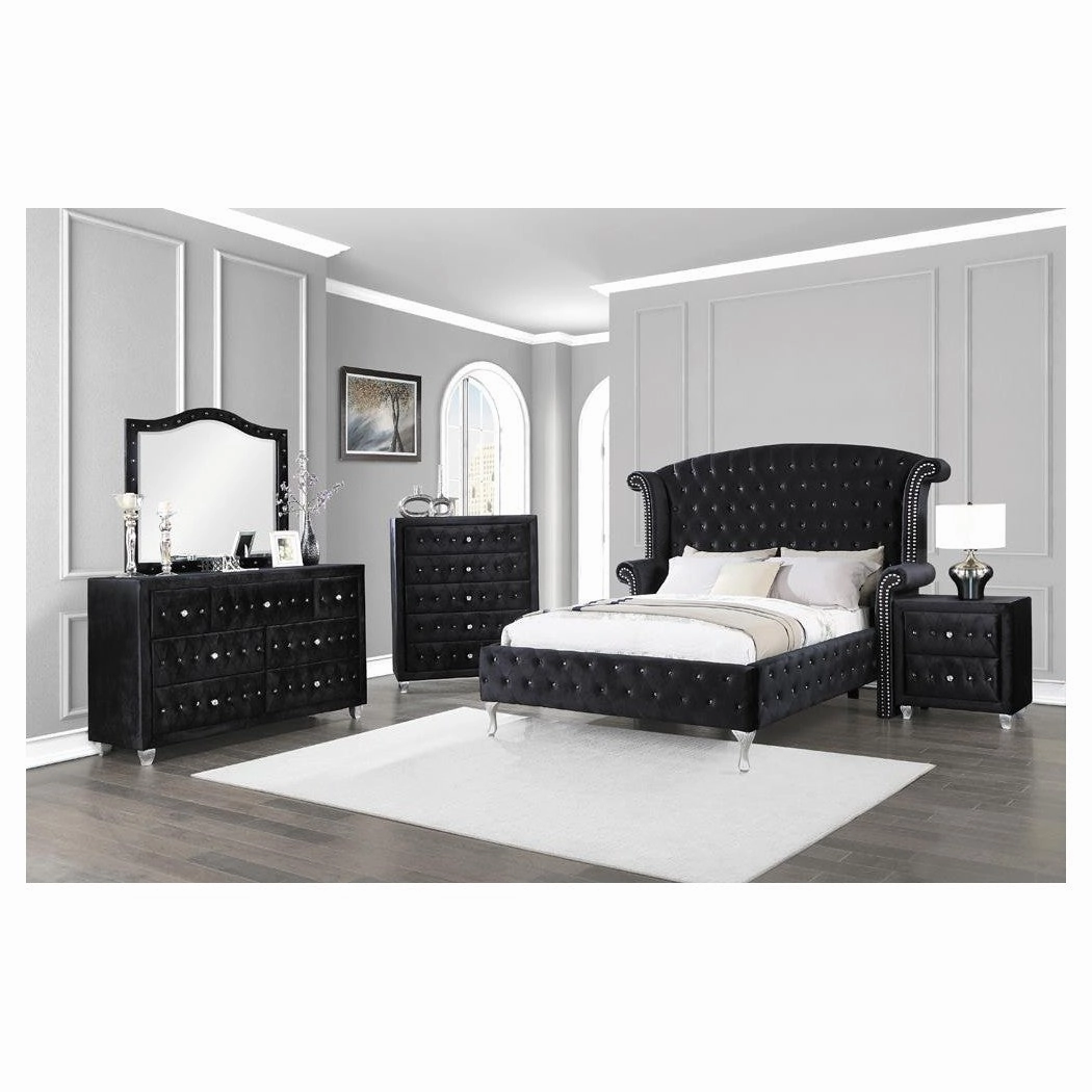 Coaster Deanna California King Tufted Upholstered Bed Black