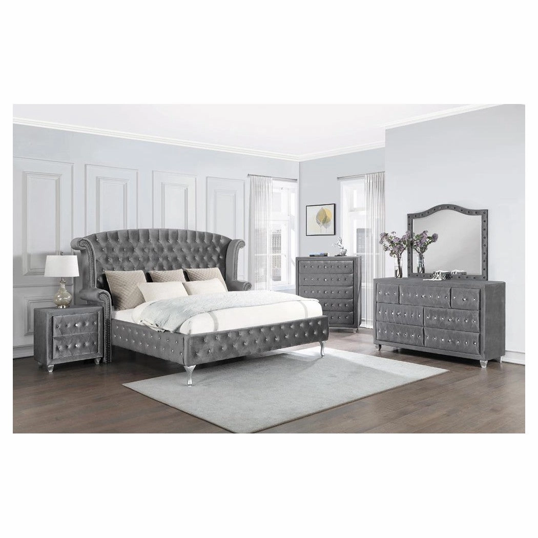 Coaster Deanna California King Tufted Upholstered Bed Grey