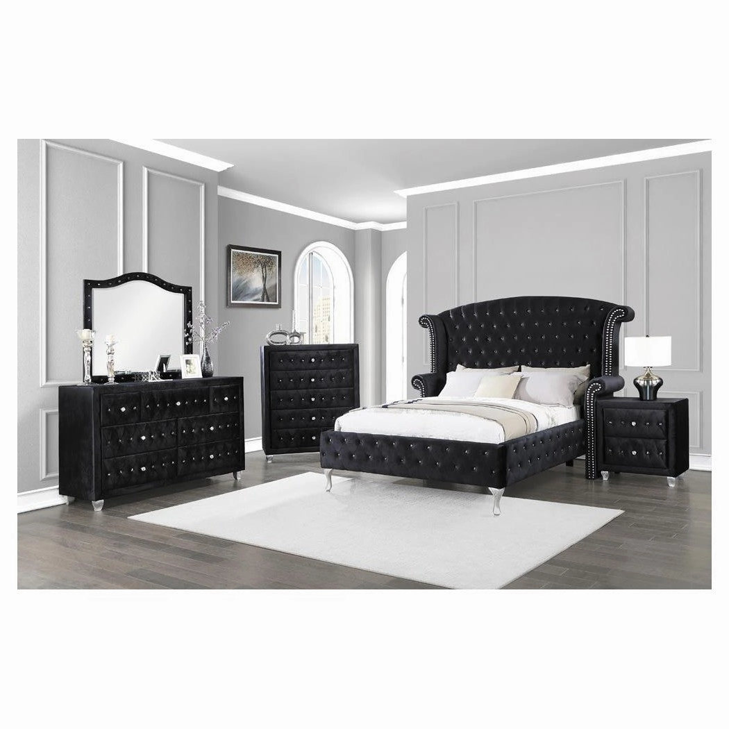 Coaster Deanna Eastern King Tufted Upholstered Bed Black