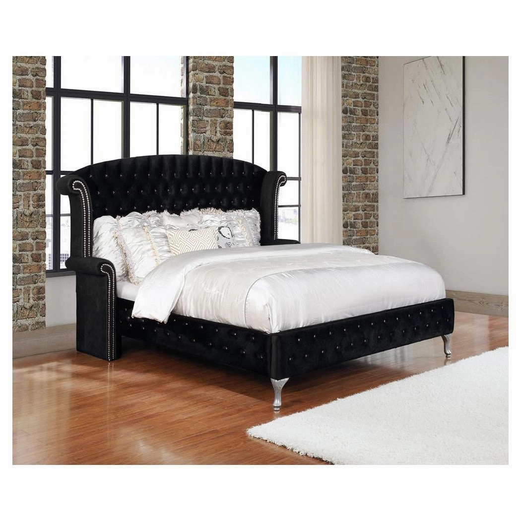 Coaster Deanna Eastern King Tufted Upholstered Bed Black
