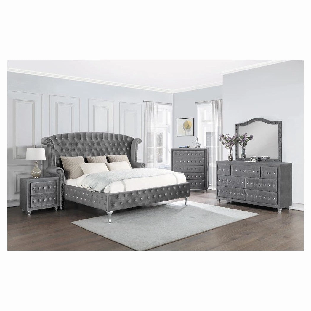 Coaster Deanna Eastern King Tufted Upholstered Bed Grey