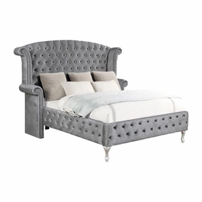 Coaster Deanna Eastern King Tufted Upholstered Bed Grey bed frame,bed base,bedroom furniture
