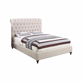 Coaster Devon Button Tufted Upholstered Queen Bed Beige bed frame,bed base,bedroom furniture