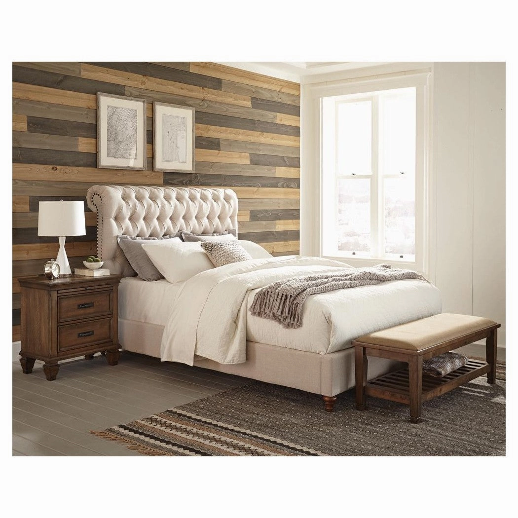 Coaster Devon Button Tufted Upholstered Queen Bed Beige