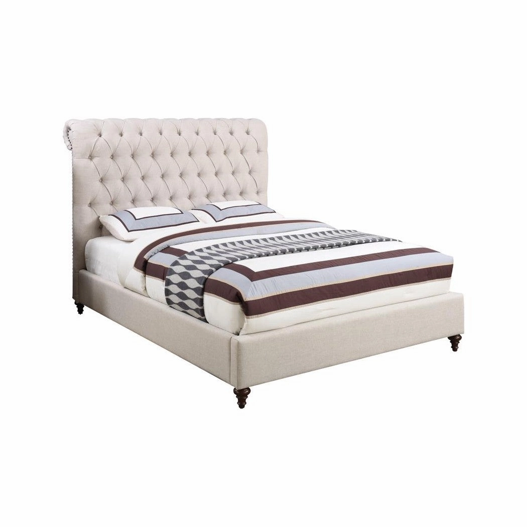 Coaster Devon Button Tufted Upholstered Queen Bed Beige bed frame,bed base,bedroom furniture