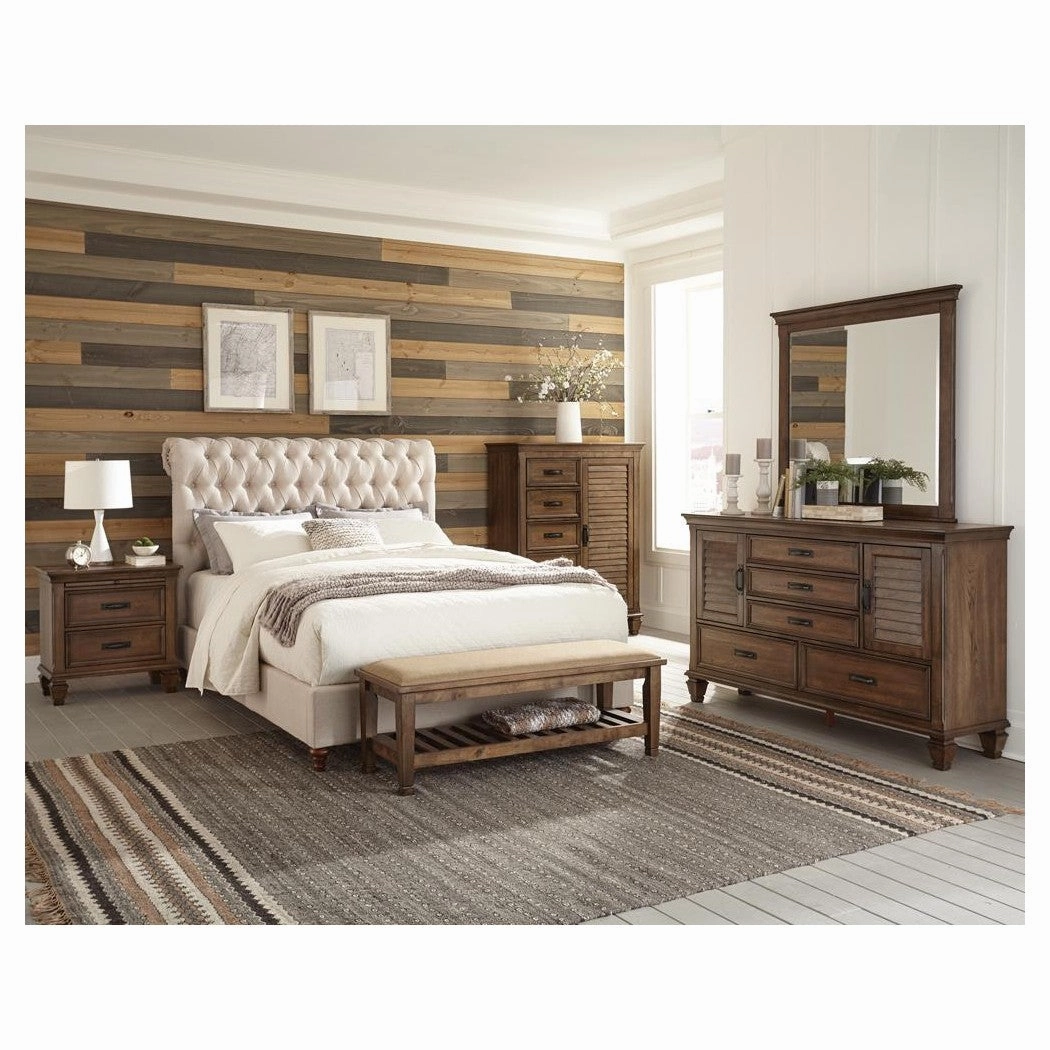 Coaster Devon Button Tufted Upholstered Queen Bed Beige