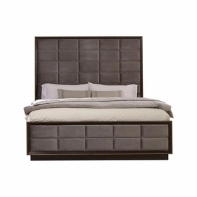 Coaster Durango California King Upholstered Bed Smoked Peppercorn And Grey bed frame,bed base,bedroom furniture