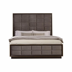 Coaster Durango Eastern King Upholstered Bed Smoked Peppercorn And Grey bed frame,bed base,bedroom furniture