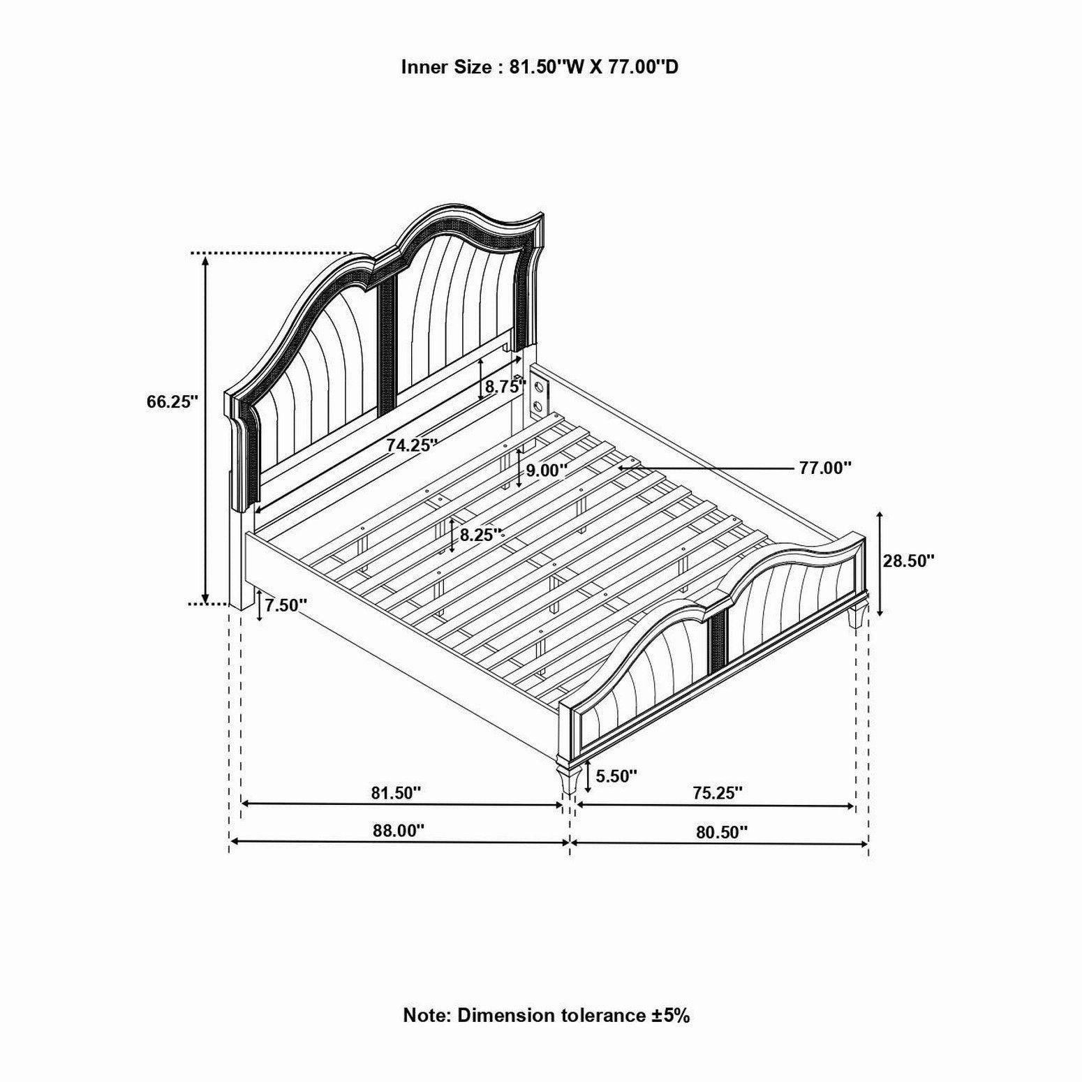 Coaster Evangeline 4-Piece Upholstered Platform Eastern King Bedroom Set Ivory And Silver Oak