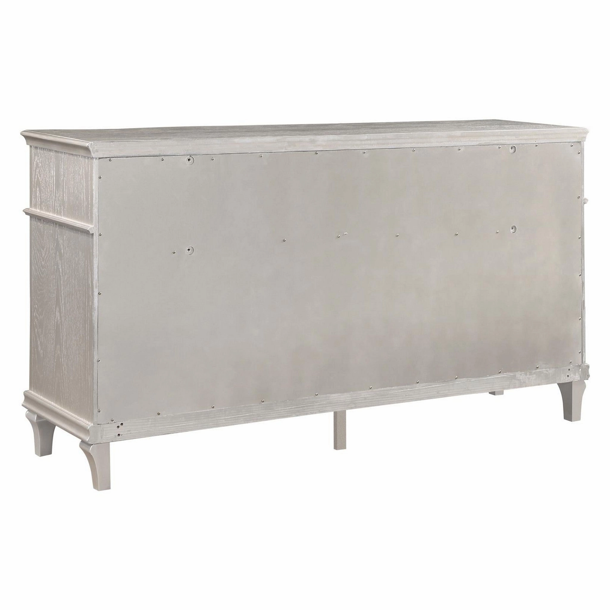 Coaster Evangeline 4-Piece Upholstered Platform Eastern King Bedroom Set Ivory And Silver Oak