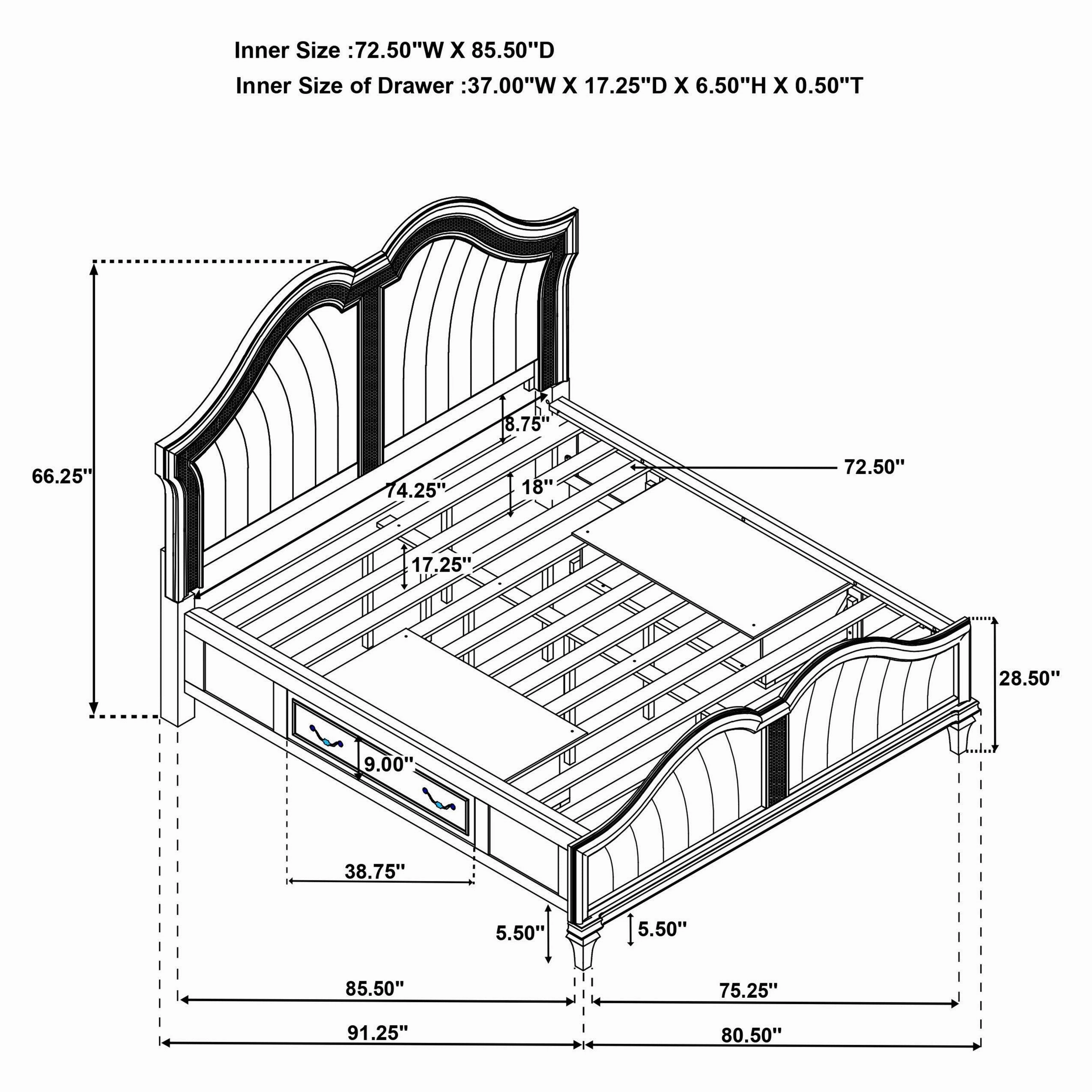 Coaster Evangeline California King Storage Bed with LED Headboard Silver Oak and Ivory