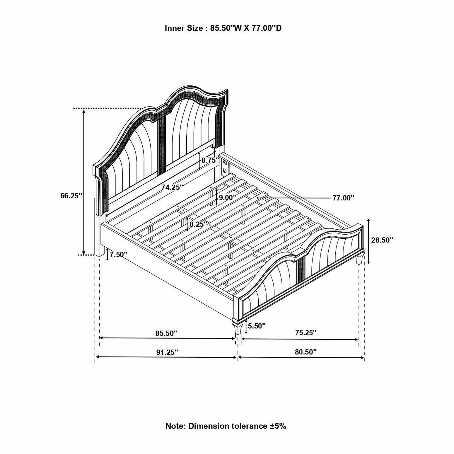 Coaster Evangeline Tufted Upholstered Platform California King Bed Ivory And Silver Oak