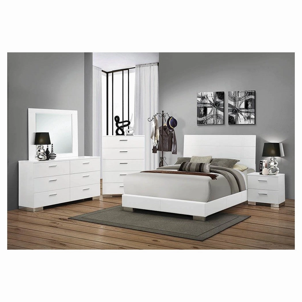 Coaster Felicity California King Panel Bed Glossy White