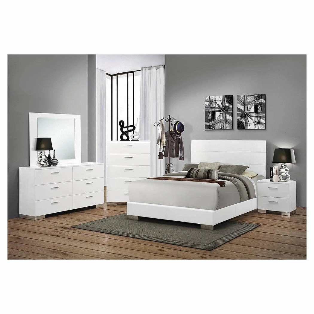 Coaster Felicity Eastern King Panel Bed Glossy White