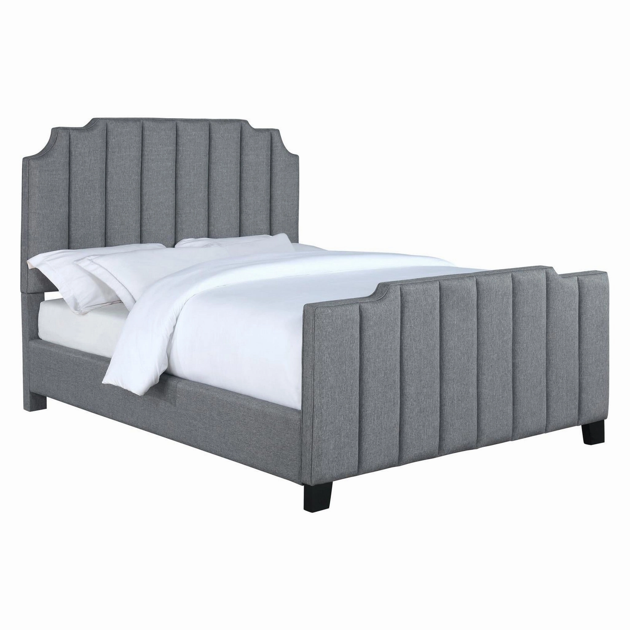 Coaster Fiona Upholstered Panel Bed Light Grey