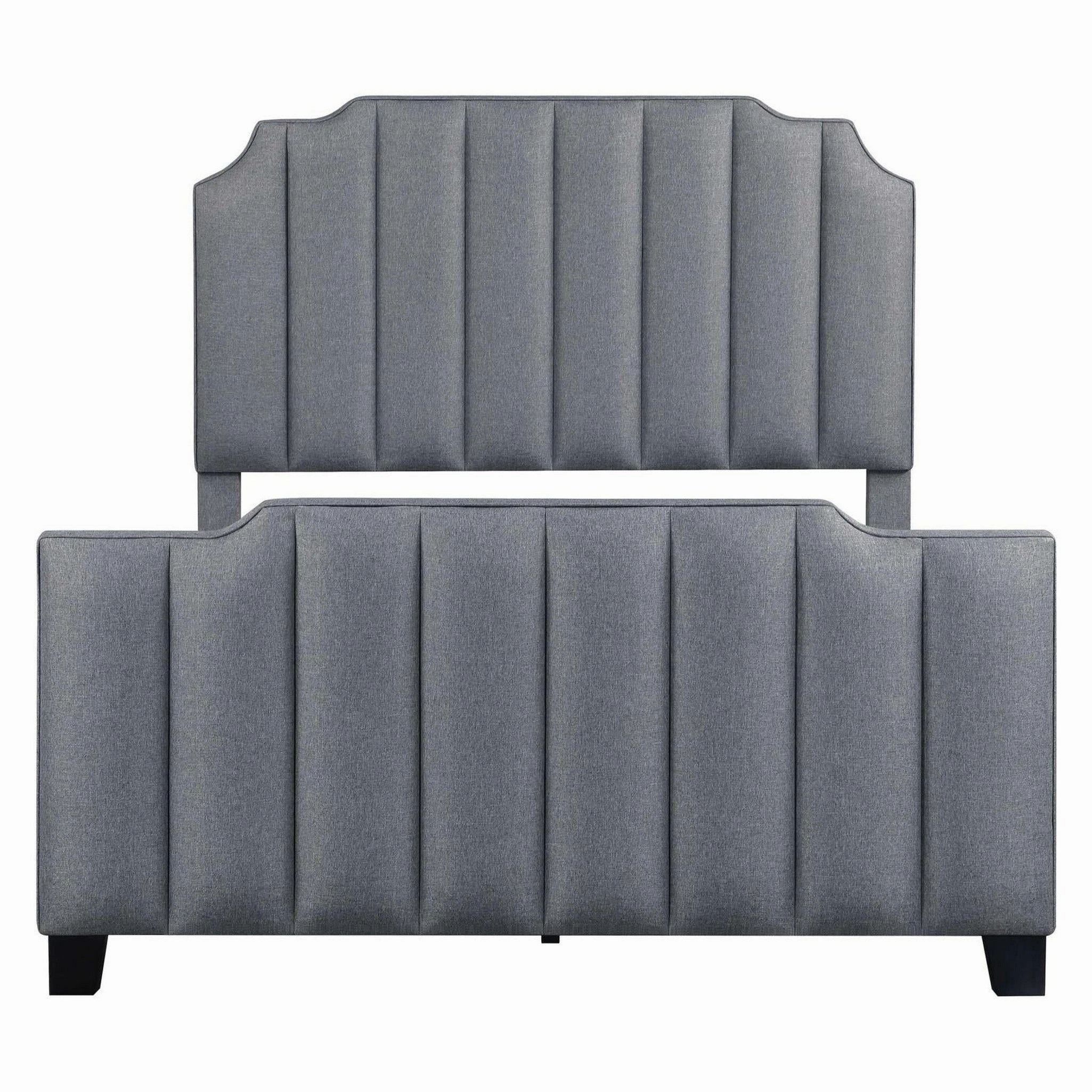 Coaster Fiona Upholstered Panel Bed Light Grey