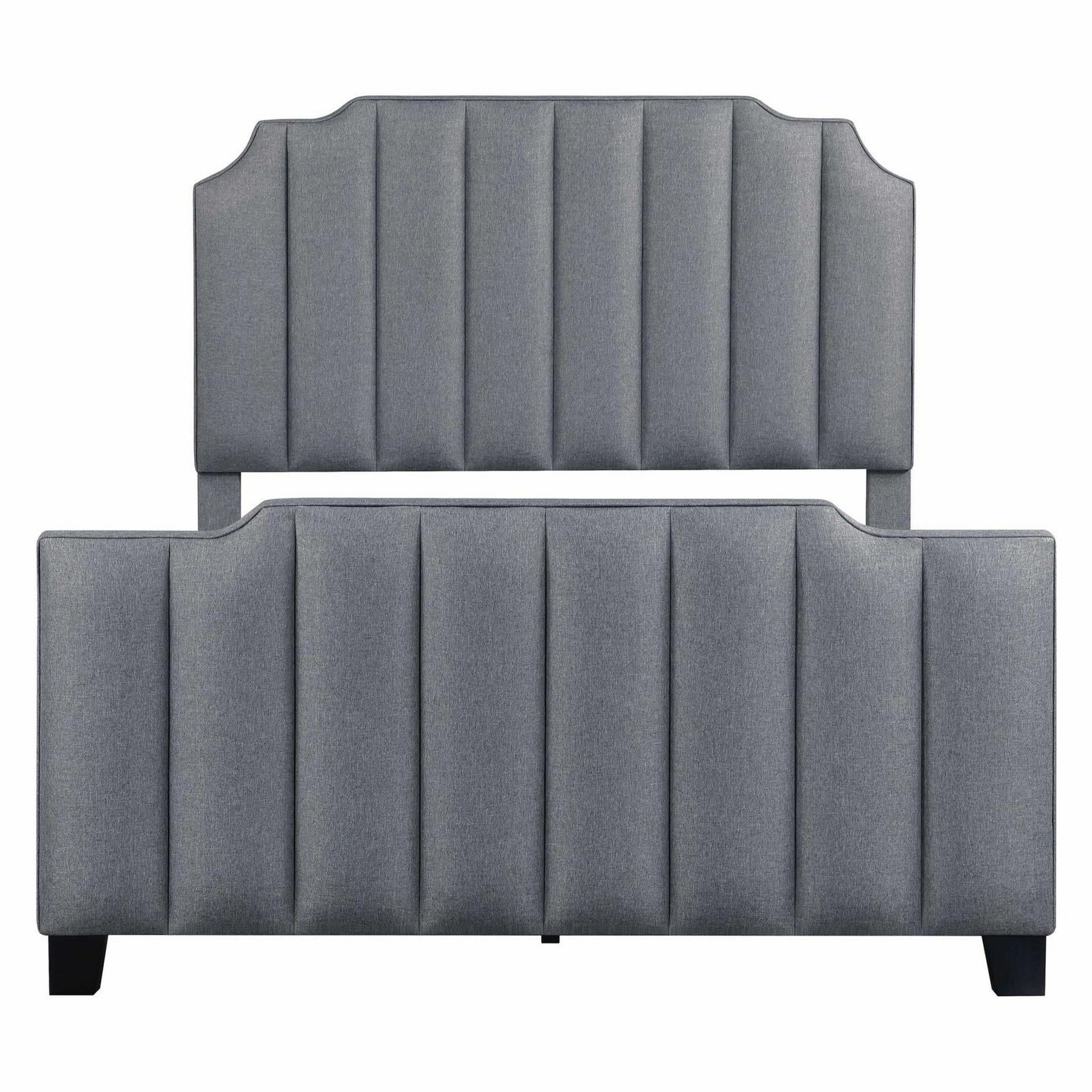 Coaster Fiona Upholstered Panel Bed Light Grey
