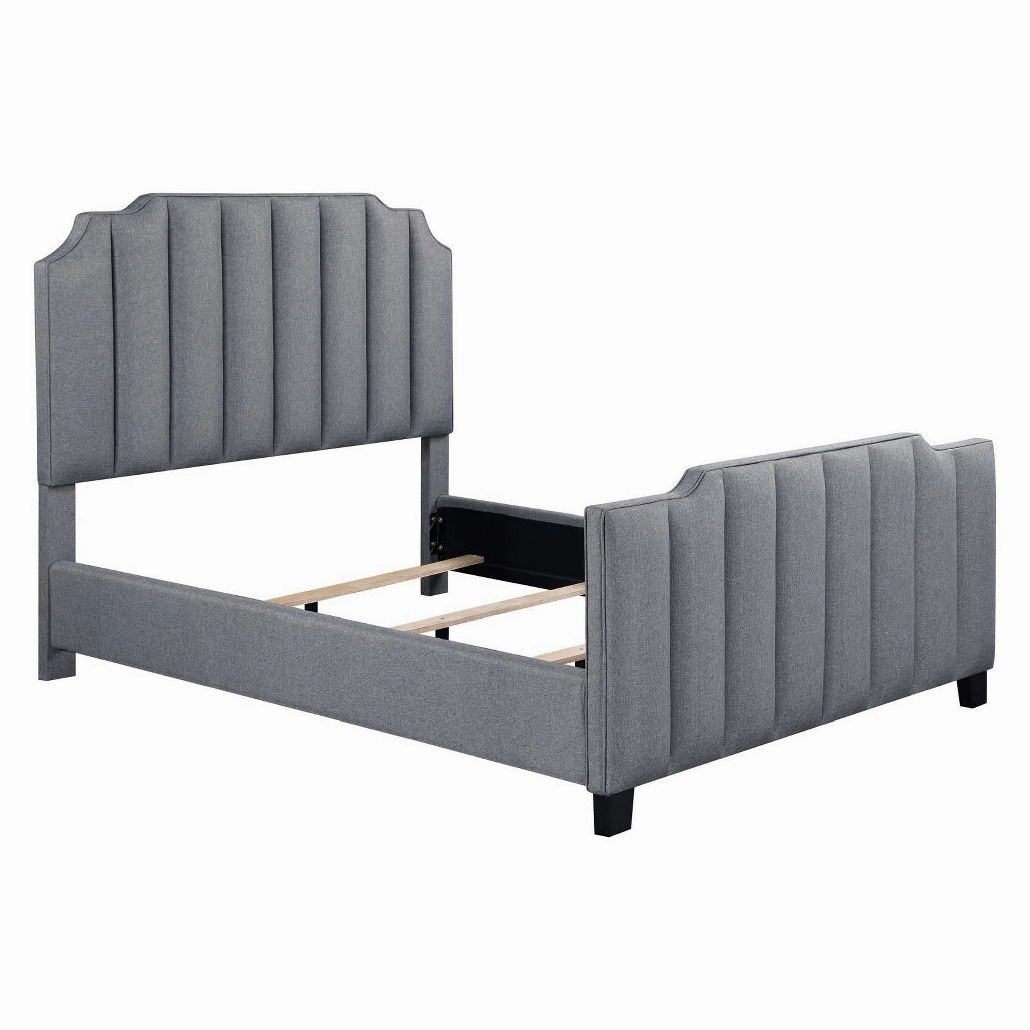 Coaster Fiona Upholstered Panel Bed Light Grey bed frame,bed base,bedroom furniture