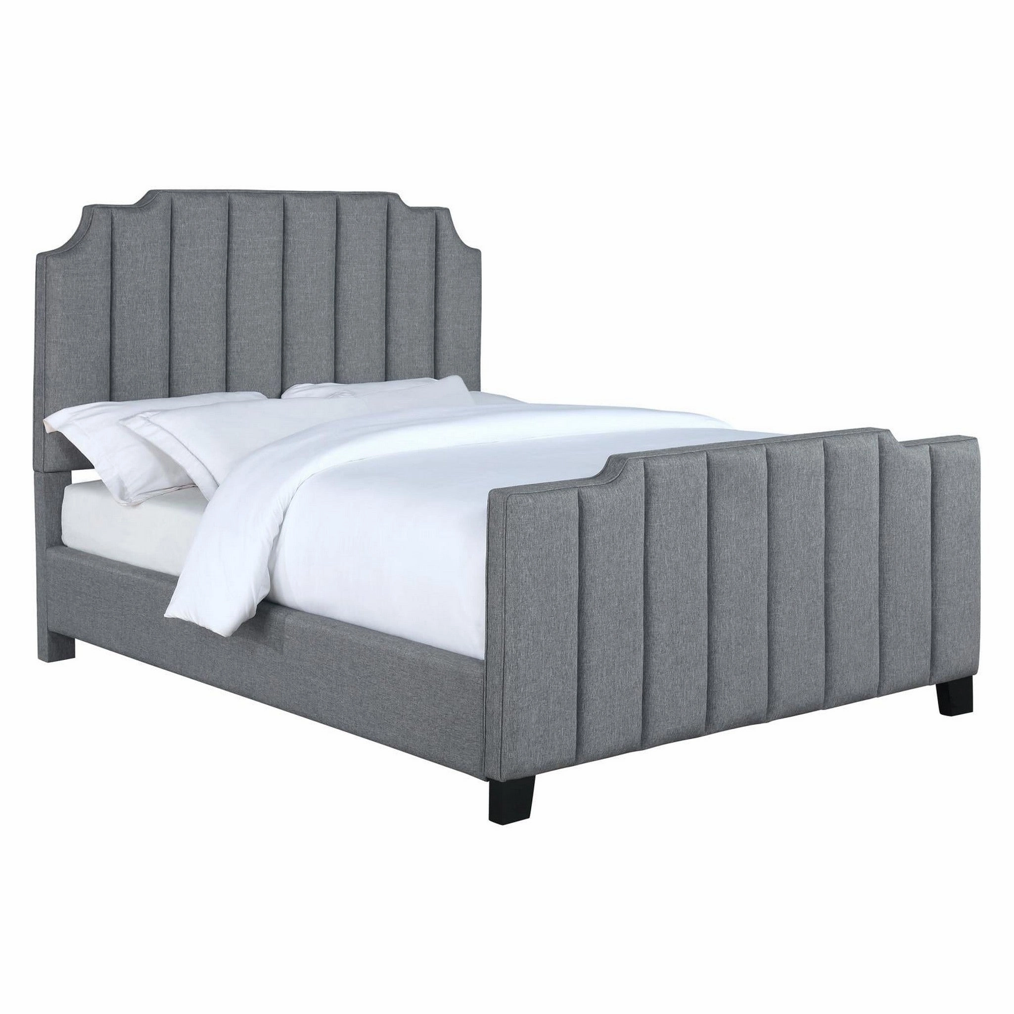 Coaster Fiona Upholstered Panel Bed Light Grey