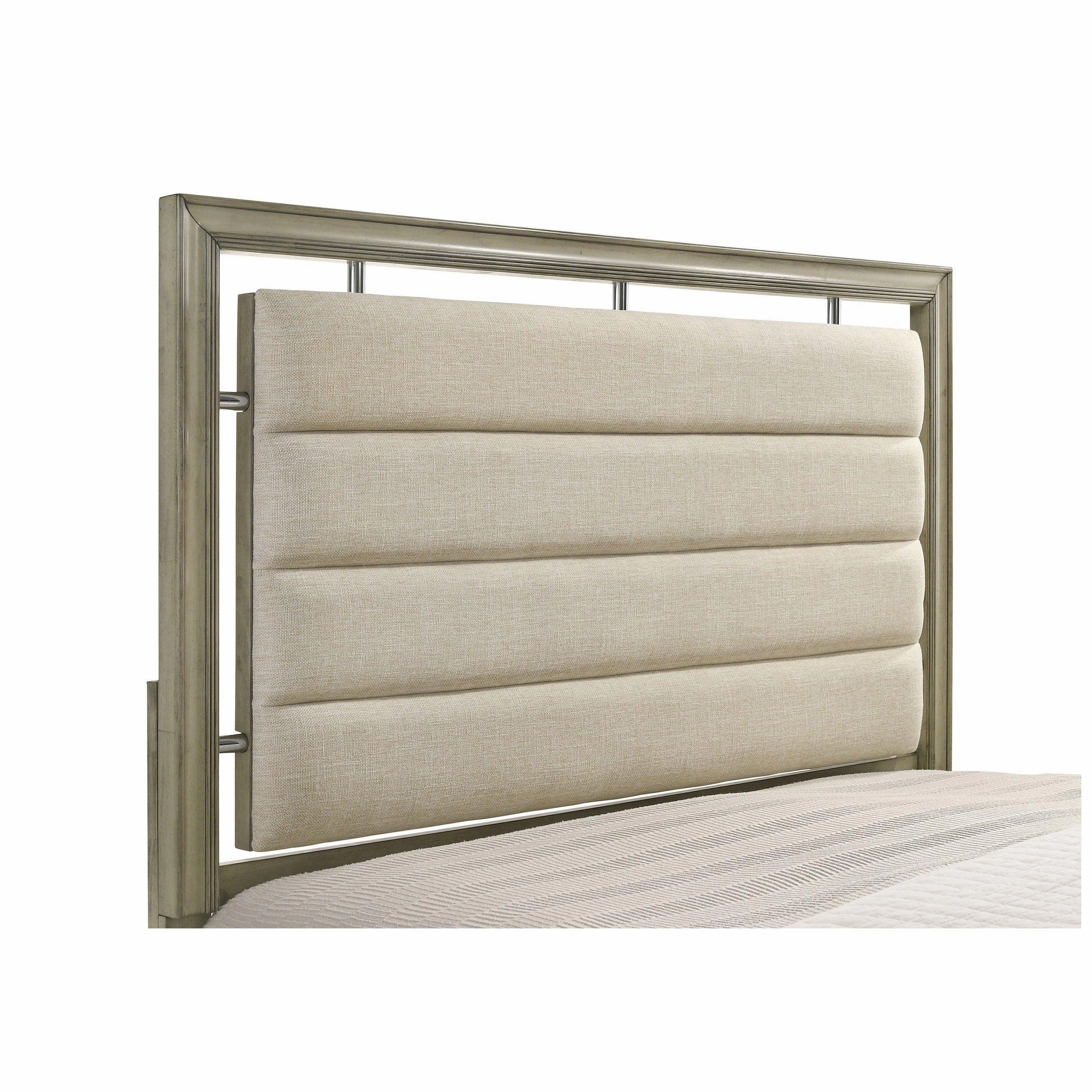 Coaster Giselle Queen Panel Bed with Upholstered Headboard Rustic Beige
