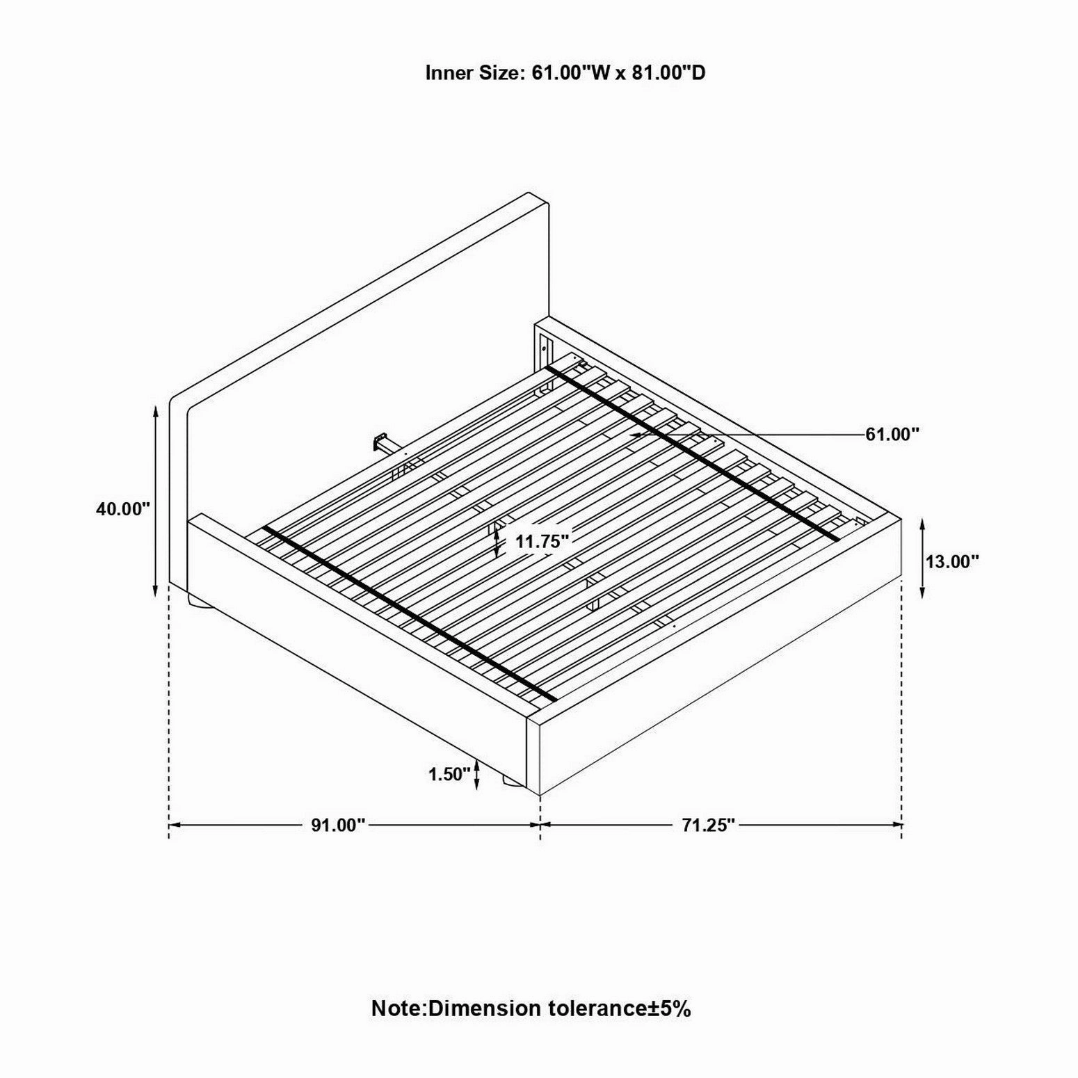 Coaster Gregory Upholstered Platform Bed Graphite