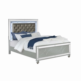 Coaster Gunnison California King Panel Bed With Led Lighting Silver Metallic bed frame,bed base,bedroom furniture