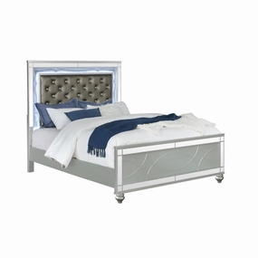 Coaster Gunnison Queen Panel Bed With Led Lighting Silver Metallic bed frame,bed base,bedroom furniture