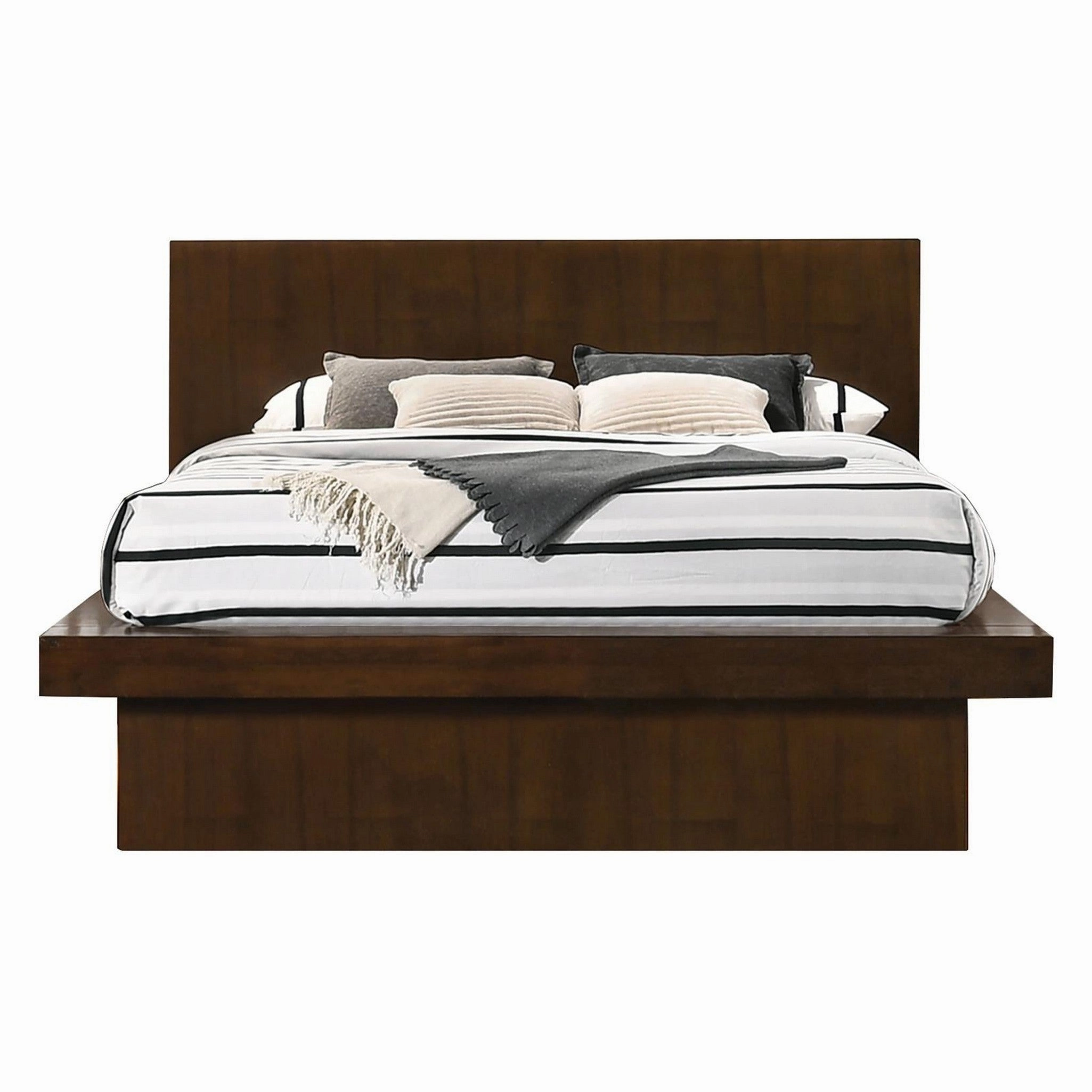 Coaster Jessica Eastern King Platform Bed With Rail Seating Cappuccino bed frame,bed base,bedroom furniture