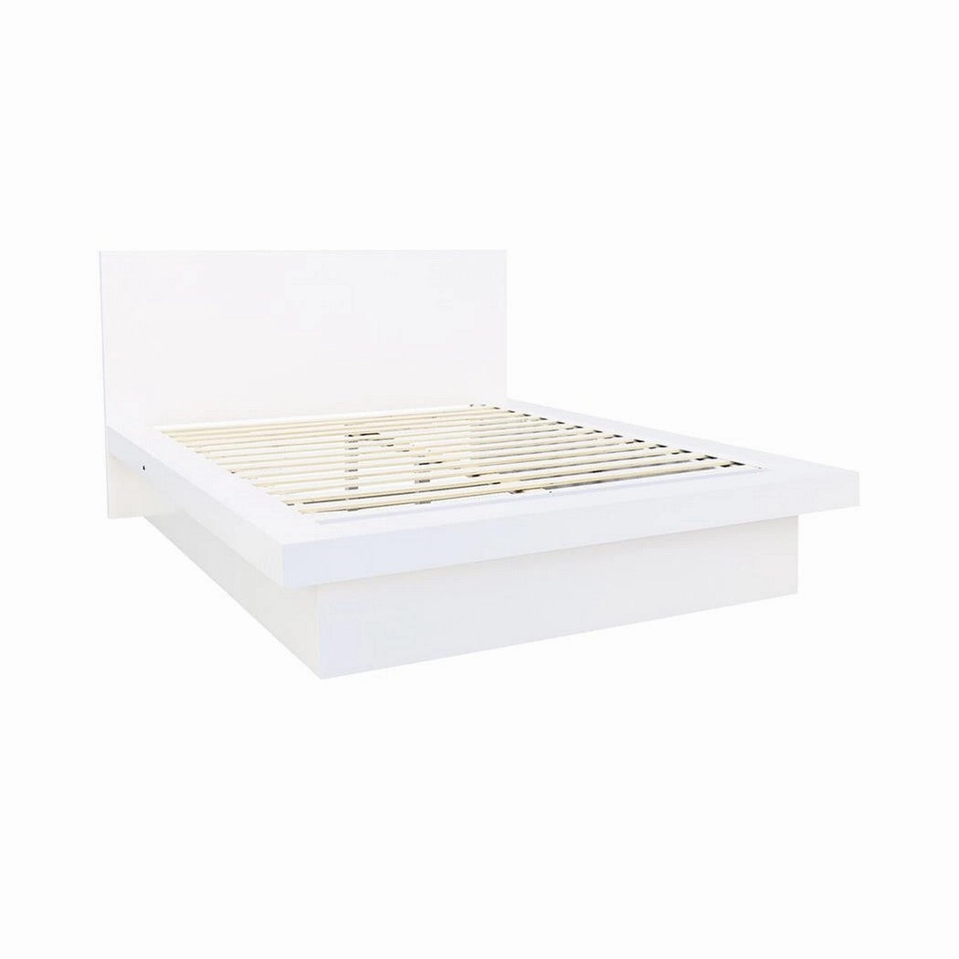 Coaster Jessica Queen Platform Bed With Rail Seating White bed frame,bed base,bedroom furniture