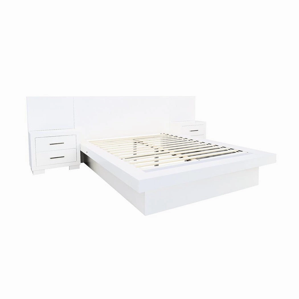 Coaster Jessica Queen Platform Bed With Rail Seating White