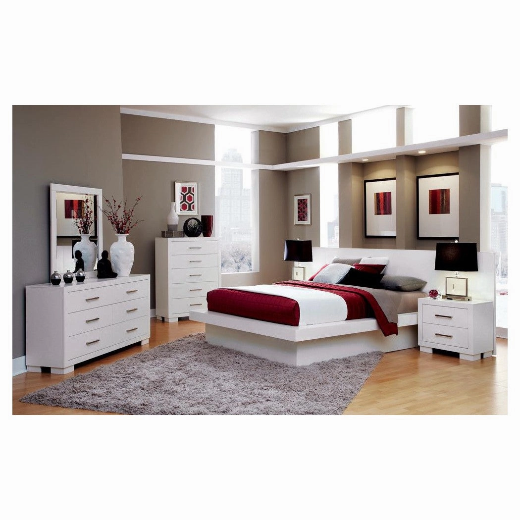 Coaster Jessica Queen Platform Bed With Rail Seating White