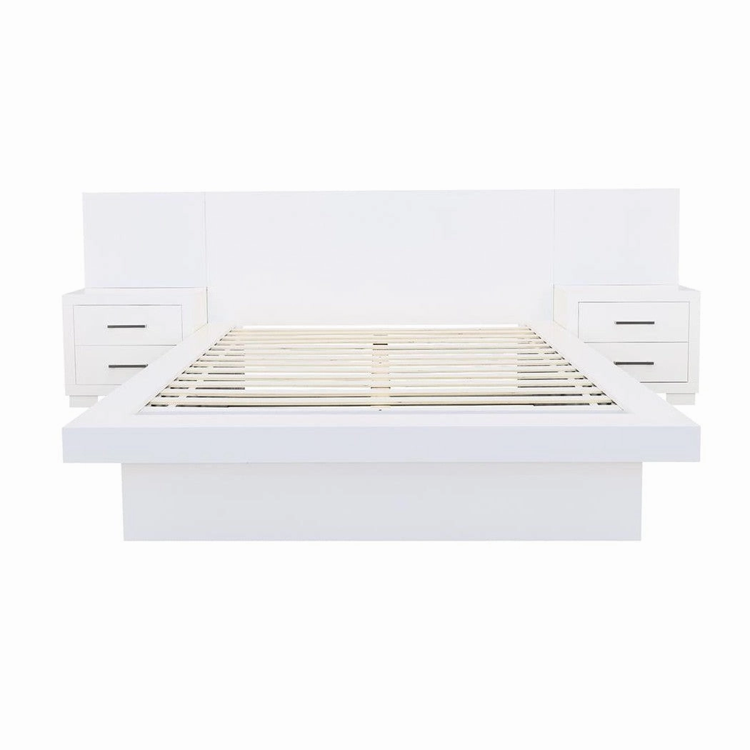 Coaster Jessica Queen Platform Bed With Rail Seating White