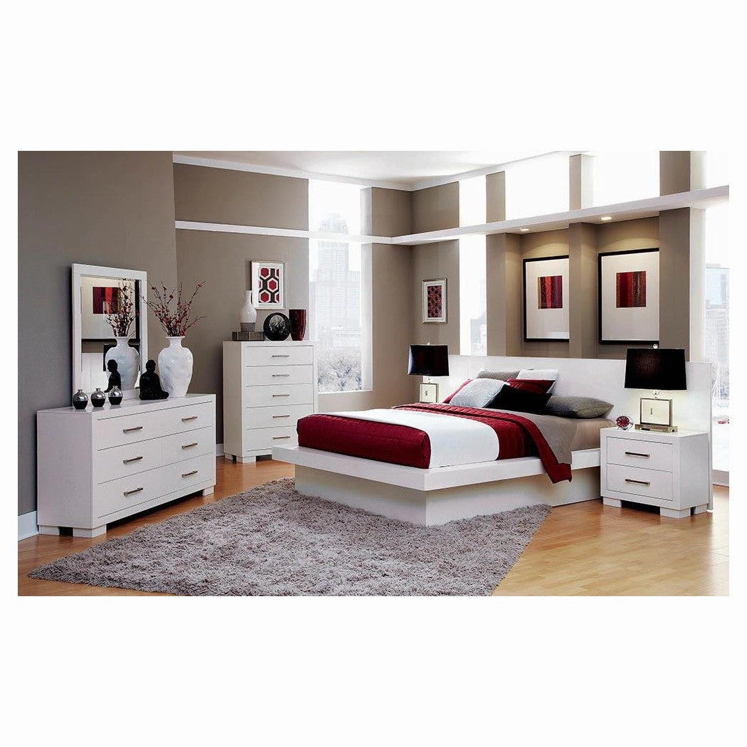 Coaster Jessica Queen Platform Bed With Rail Seating White