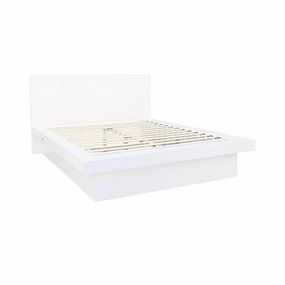 Coaster Jessica Queen Platform Bed With Rail Seating White bed frame,bed base,bedroom furniture