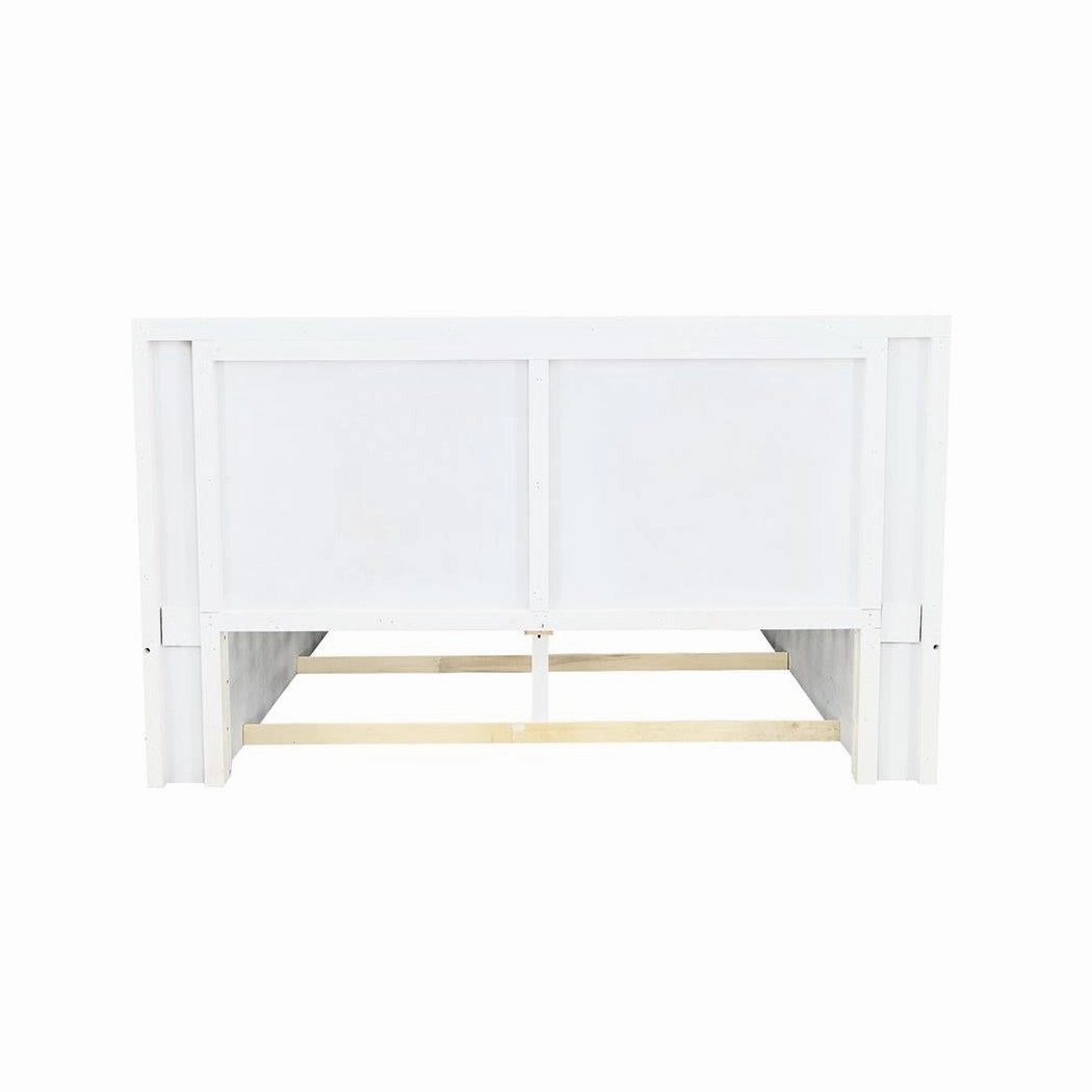 Coaster Jessica Queen Platform Bed With Rail Seating White