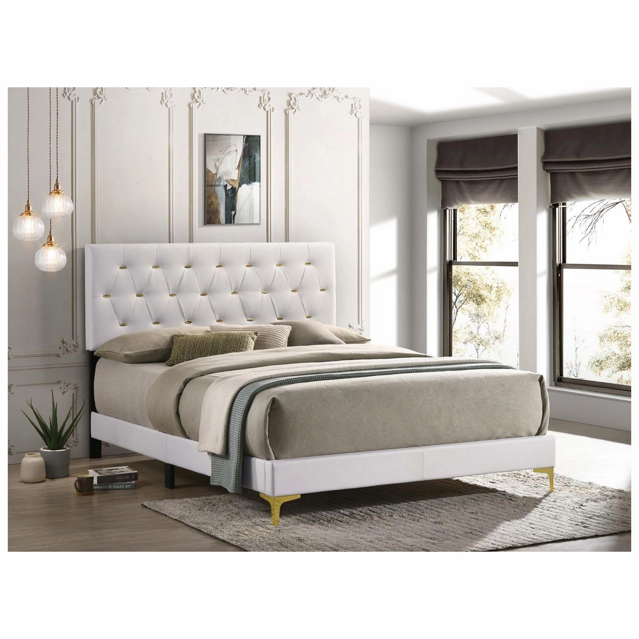 Coaster Kendall Tufted Upholstered Panel California King Bed White