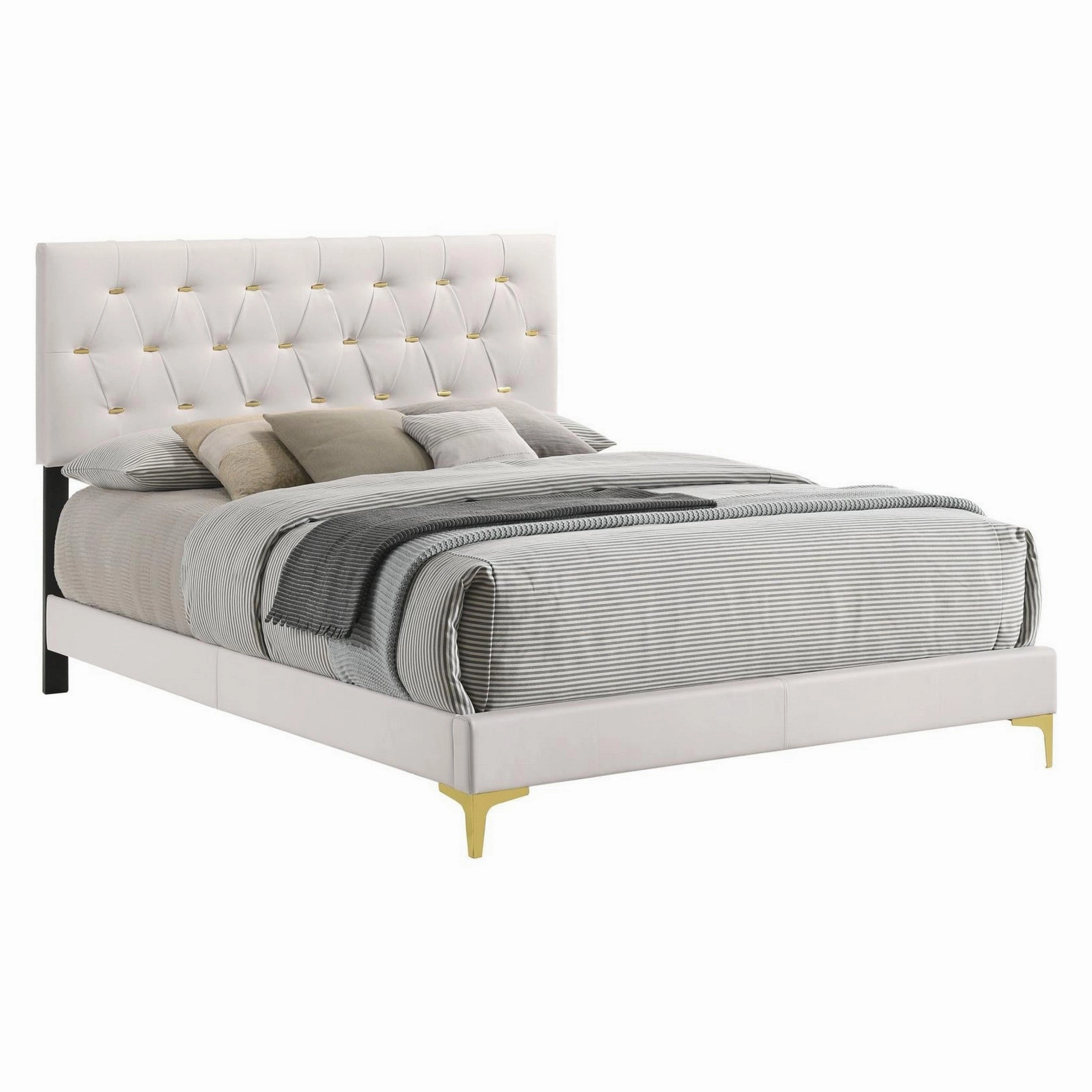 Coaster Kendall Tufted Upholstered Panel Queen Bed White