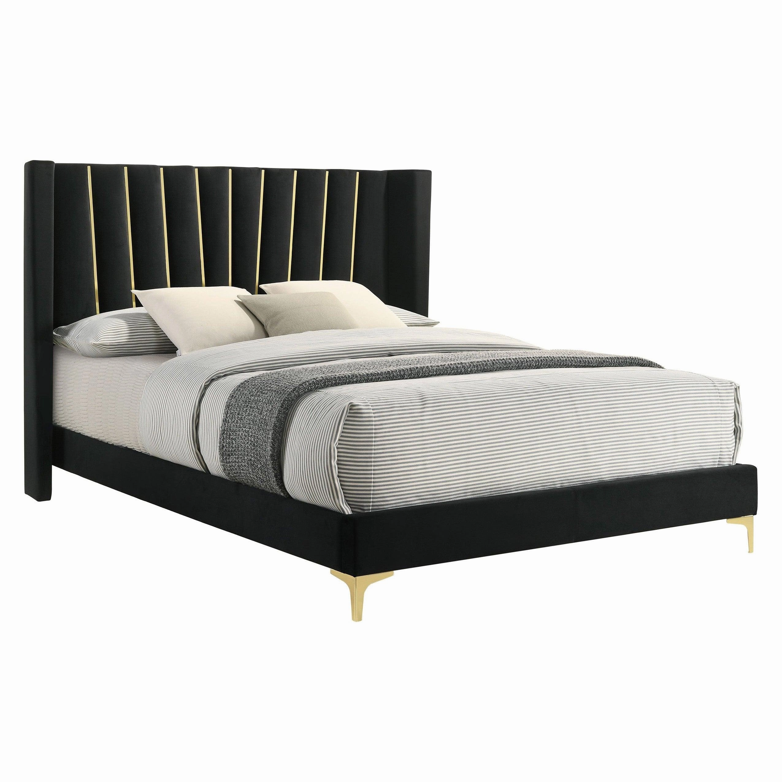 Coaster Kendall Upholstered Tufted Queen Panel Bed Black