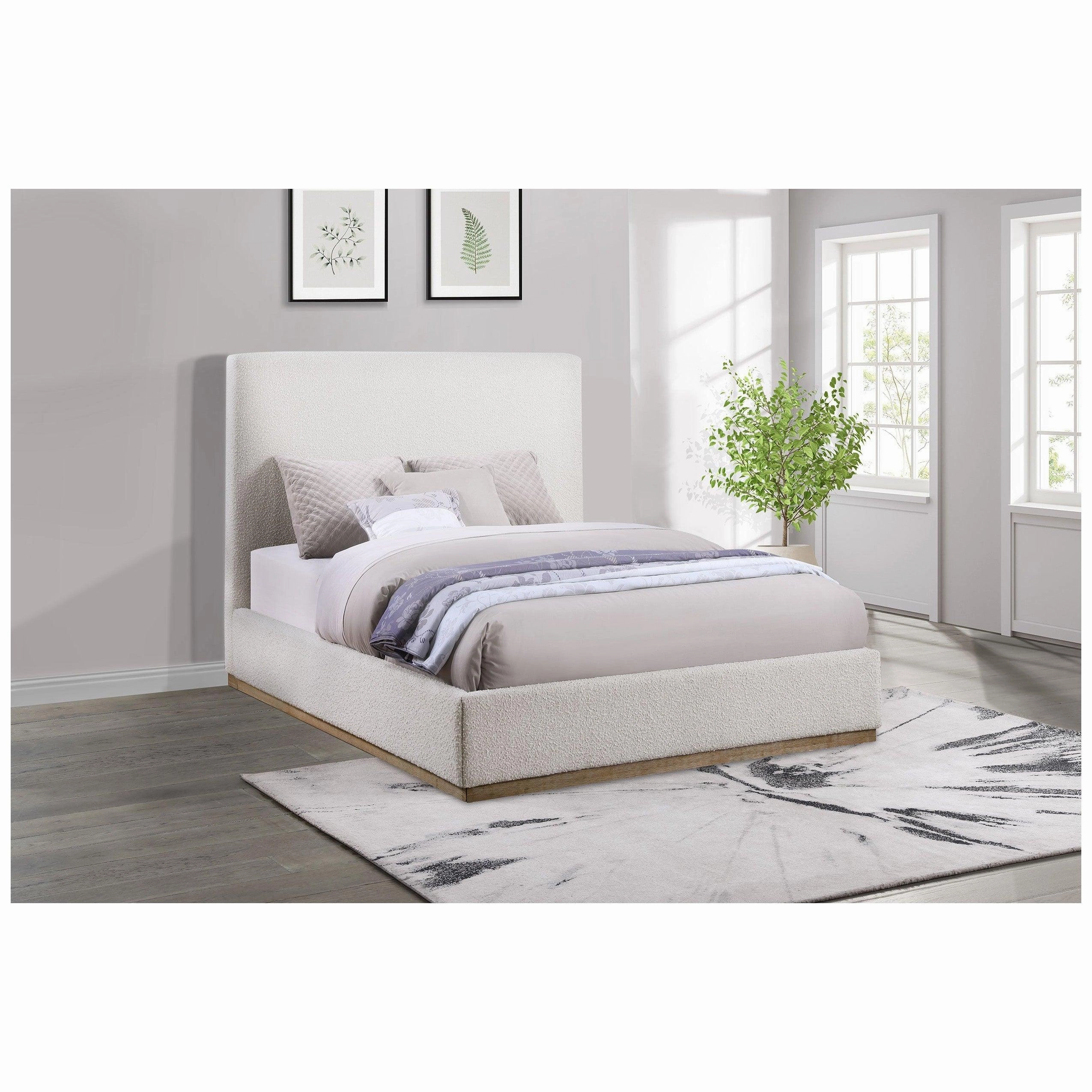 Coaster Knox Upholstered Queen Platform Bed Cream