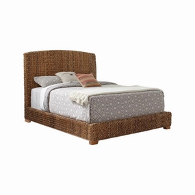 Coaster Laughton Eastern King Hand-Woven Banana Leaf Bed Amber bed frame,bed base,bedroom furniture