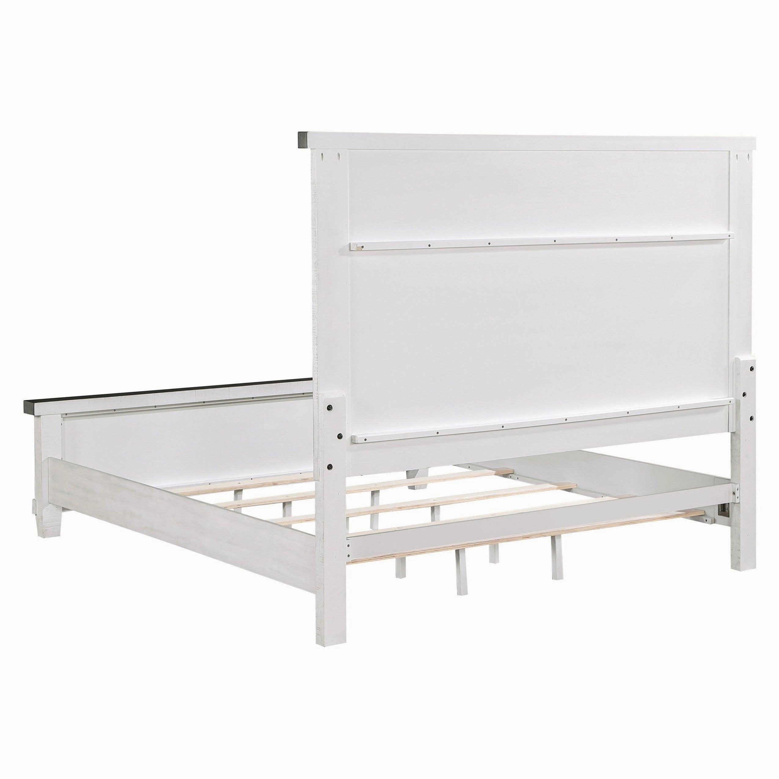 Coaster Lilith Queen Panel Bed Distressed Grey and White