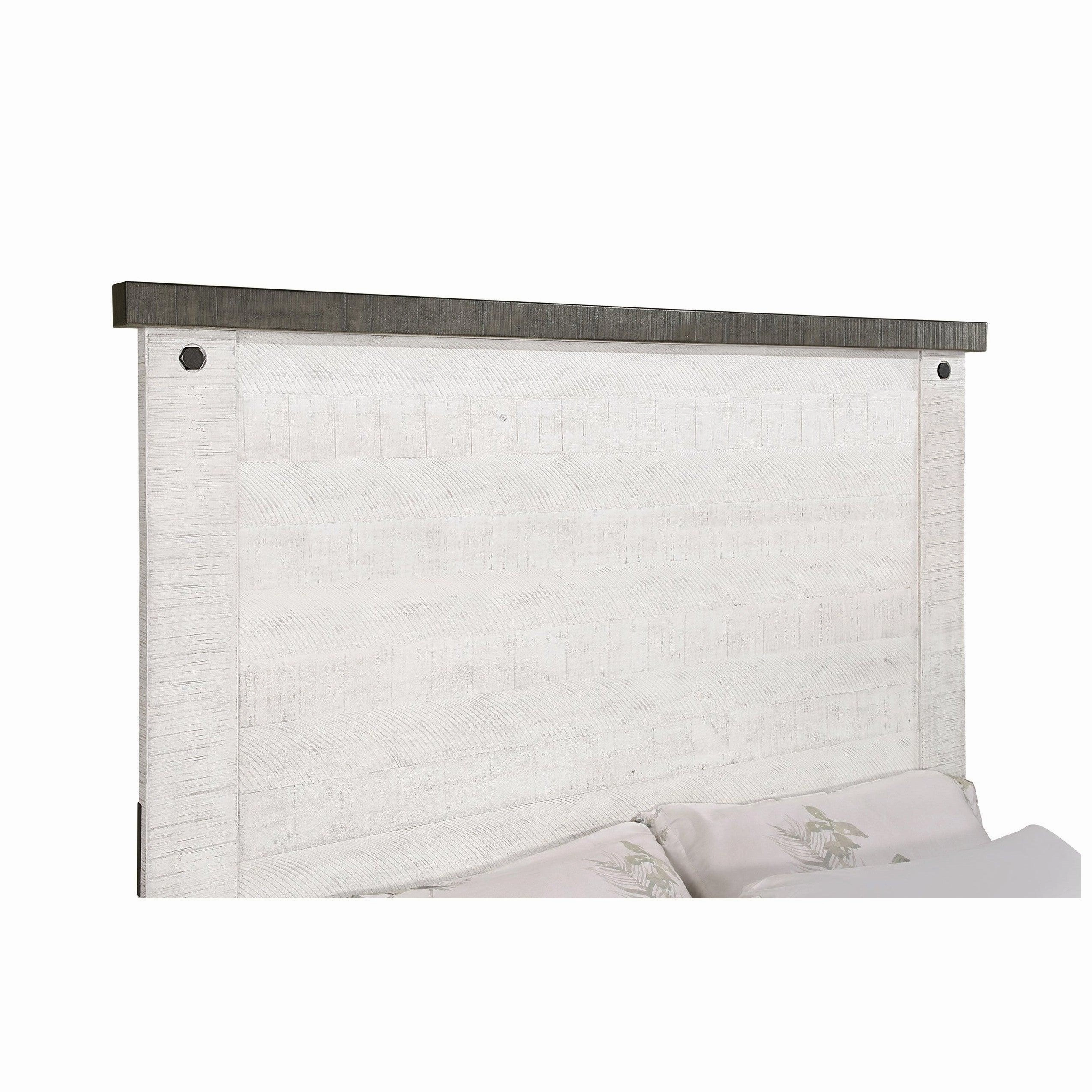 Coaster Lilith Queen Panel Bed Distressed Grey and White