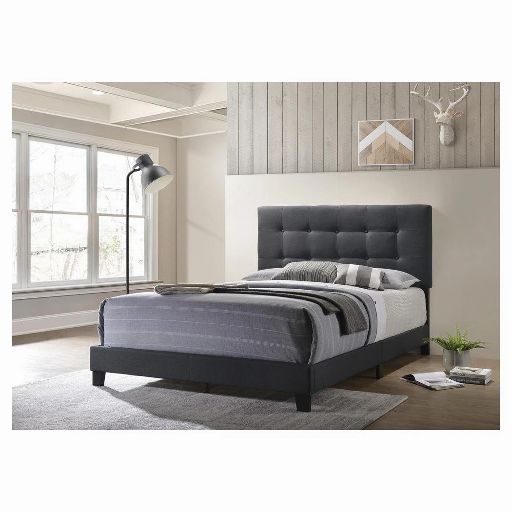 Coaster Mapes Tufted Upholstered Eastern King Bed Charcoal