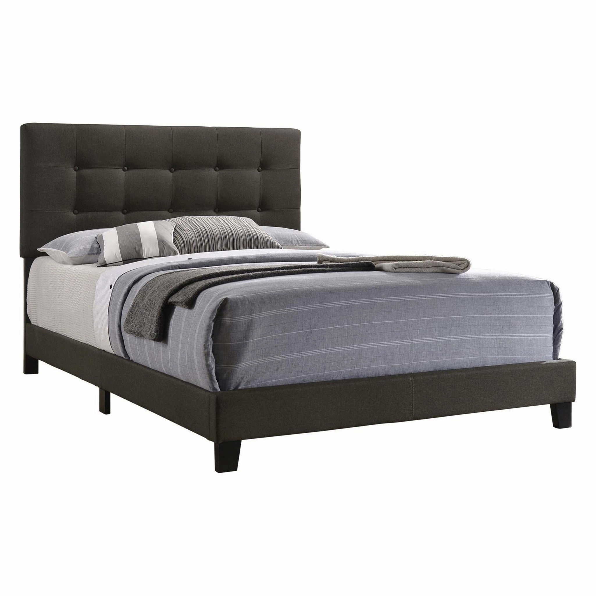 Coaster Mapes Tufted Upholstered Queen Bed Charcoal