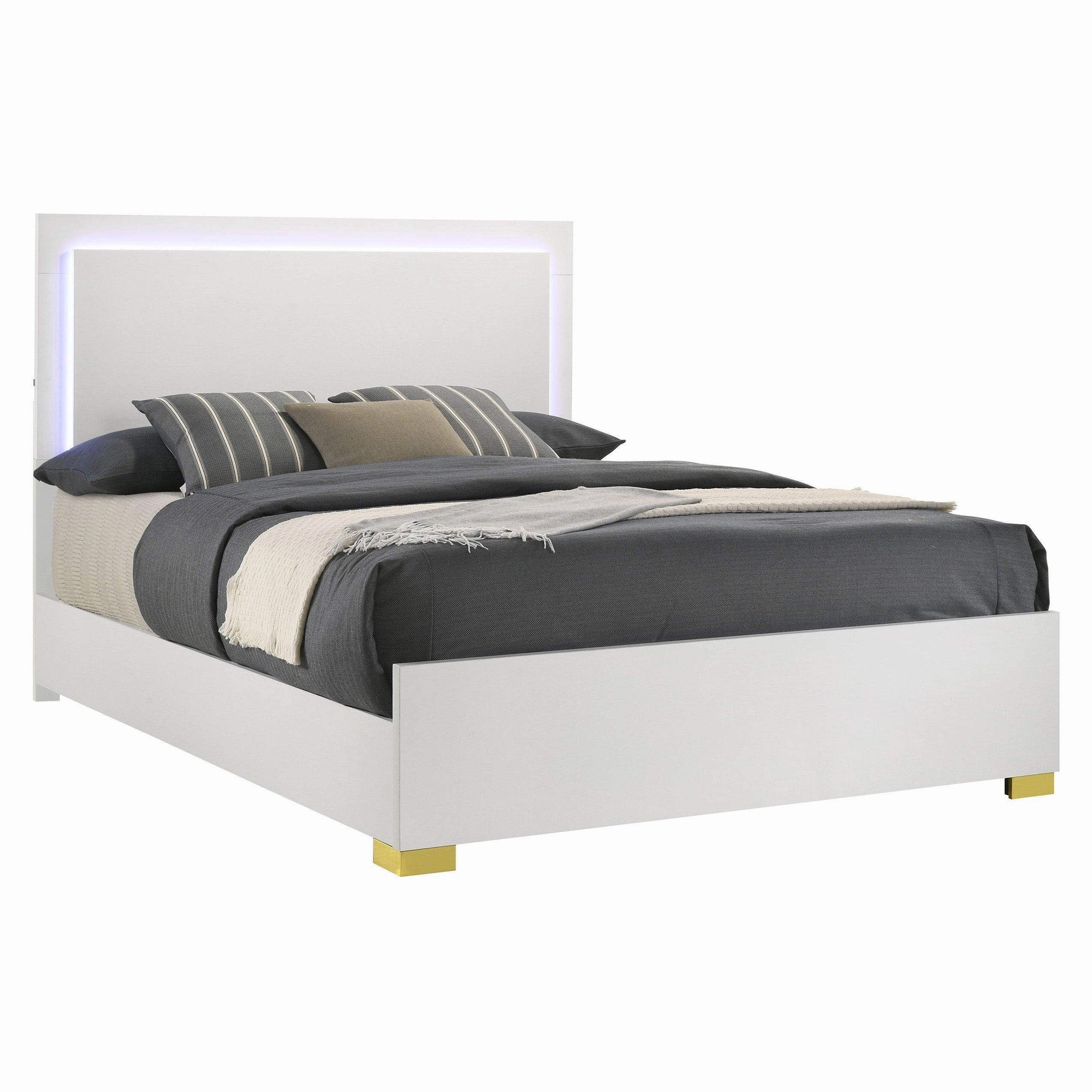 Coaster Marceline Queen Bed with LED Headboard White