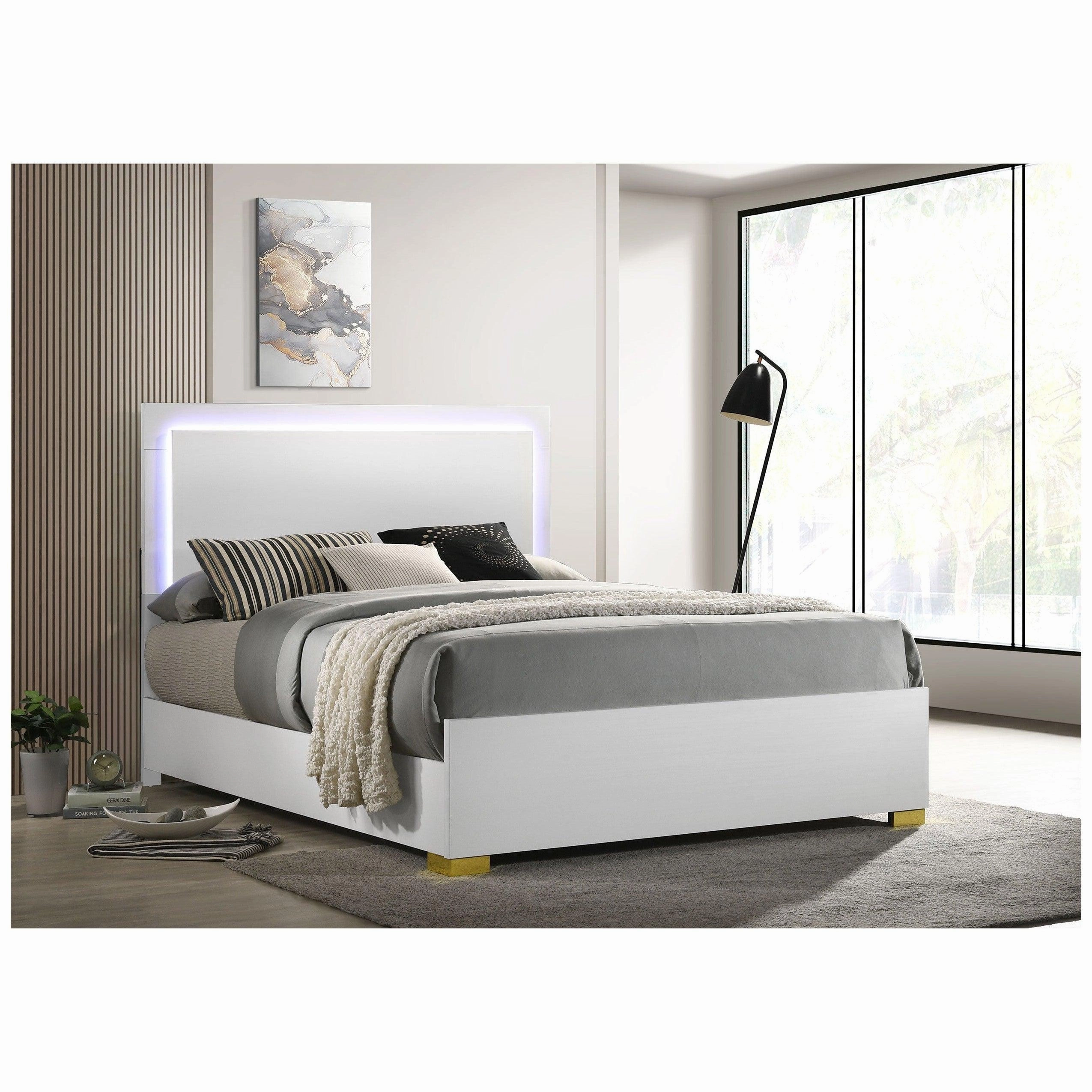 Coaster Marceline Queen Bed with LED Headboard White