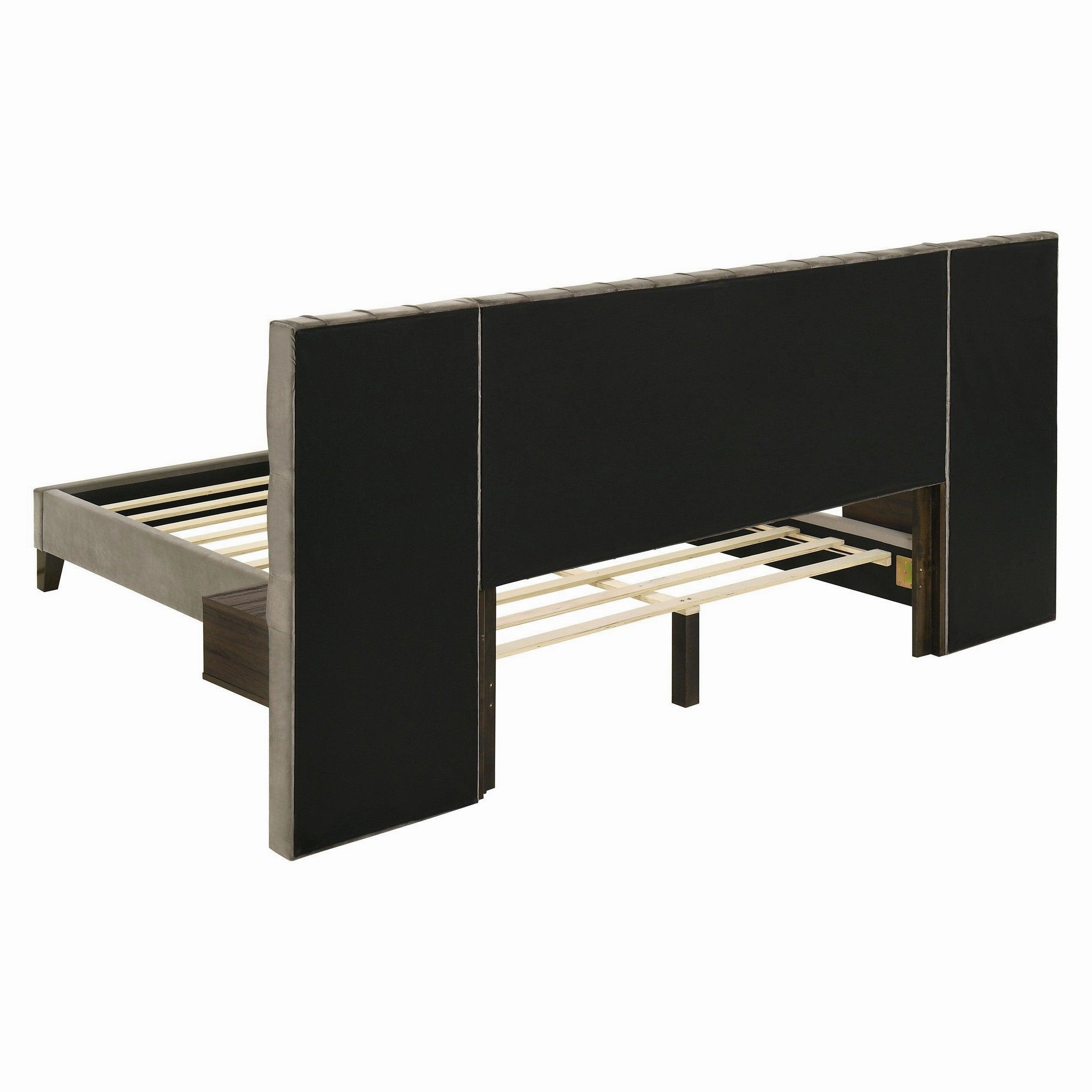 Coaster Marley Upholstered Eastern King Platform Bed with Headboard Panels Light Brown